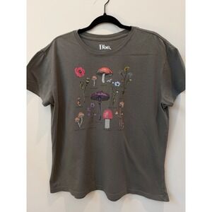 Doe Mushroom Botanical Graphic Tee Gray Cotton T-Shirt XL